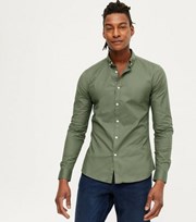 New Look Khaki Muscle Fit Oxford Shirt